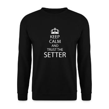 Gardez votre calme et faites confiance au cadeau Setter Volleyball - Sweat-shirt Unisexe - noir - Devant - Alina (178cm) & Michal (187cm)
