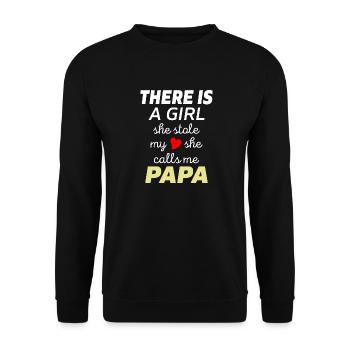 There is a girl she stole my she calls me papa - Unisex Sweatshirt - black - Front - Alina (178cm) & Michal (187cm)