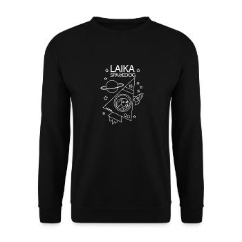 Laika Spacedog Sowjetische Weltraumhunde - Unisex Pullover - Schwarz - Vorne - Alina (178cm) & Michal (187cm)