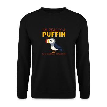 Je suis vraiment un macareux dans un Lunde Costume Humain - Sweat-shirt Unisexe - noir - Devant - Alina (178cm) & Michal (187cm)