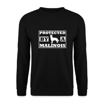Protected by a malinois Geschenk - Unisex Pullover - Schwarz - Vorne - Alina (178cm) & Michal (187cm)