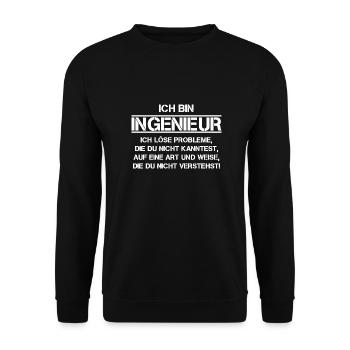 Ich bin ingenieur ich löse probleme Student - Unisex Pullover - Schwarz - Vorne - Alina (178cm) & Michal (187cm)