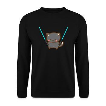Cute cat with blue lightsabers - Unisex Sweatshirt - black - Front - Alina (178cm) & Michal (187cm)