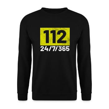 112 24 7 fire brigade - Unisex Sweatshirt - black - Front - Alina (178cm) & Michal (187cm)