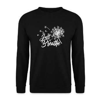 Atmen Sie einfach Dandeleon Flower Yoga Meditation Geschenk - Unisex Pullover - Schwarz - Vorne - Alina (178cm) & Michal (187cm)