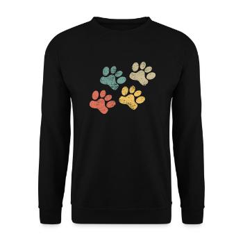 Haustier Pfote retro Tatze katze Hund - Unisex Pullover - Schwarz - Vorne - Alina (178cm) & Michal (187cm)