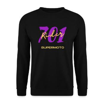 701 Rider Geschenk Supermoto Motorrad - Unisex Pullover - Schwarz - Vorne - Alina (178cm) & Michal (187cm)