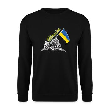 ukrainische flagge hissen - Unisex Pullover - Schwarz - Vorne - Alina (178cm) & Michal (187cm)
