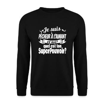 pêcheur à l'aimant - Sweat-shirt Unisexe - noir - Devant - Alina (178cm) & Michal (187cm)