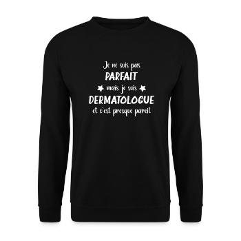 Je ne suis pas parfait mais Dermatologue - Sweat-shirt Unisexe - noir - Devant - Alina (178cm) & Michal (187cm)