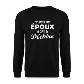 je suis un époux qui déchire / humour mari - Sweat-shirt Unisexe - noir - Devant - Alina (178cm) & Michal (187cm)