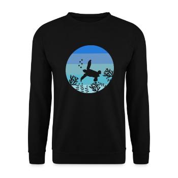 Ocean Animal Sea Creature Gift Tortue Rétro - Sweat-shirt Unisexe - noir - Devant - Alina (178cm) & Michal (187cm)