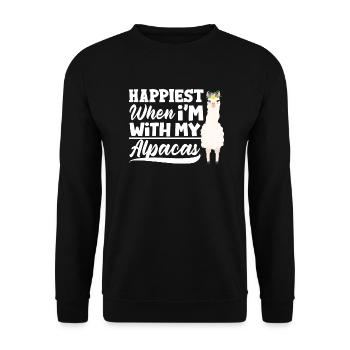 mammifères ll’alpaga le plus heureux quand je suis avec mon - Sweat-shirt Unisexe - noir - Devant - Alina (178cm) & Michal (187cm)