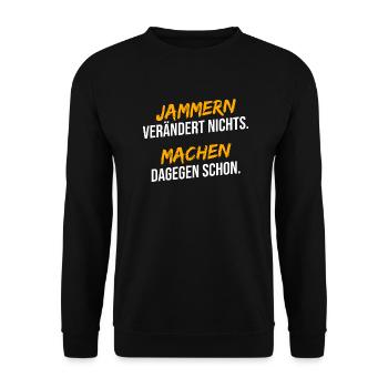 Jammern machen dagegen schon - Unisex Pullover - Schwarz - Vorne - Alina (178cm) & Michal (187cm)
