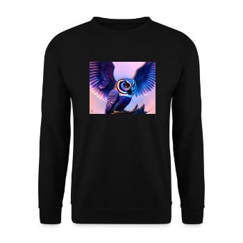 Eule - Unisex Pullover - Schwarz - Vorne - Alina (178cm) & Michal (187cm)