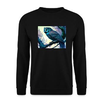 Eule - Unisex Pullover - Schwarz - Vorne - Alina (178cm) & Michal (187cm)