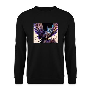 Eule - Unisex Pullover - Schwarz - Vorne - Alina (178cm) & Michal (187cm)