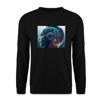 Mechanisches Gehirn eines Menschen - Unisex Pullover - Schwarz - Vorne - Alina (178cm) & Michal (187cm)