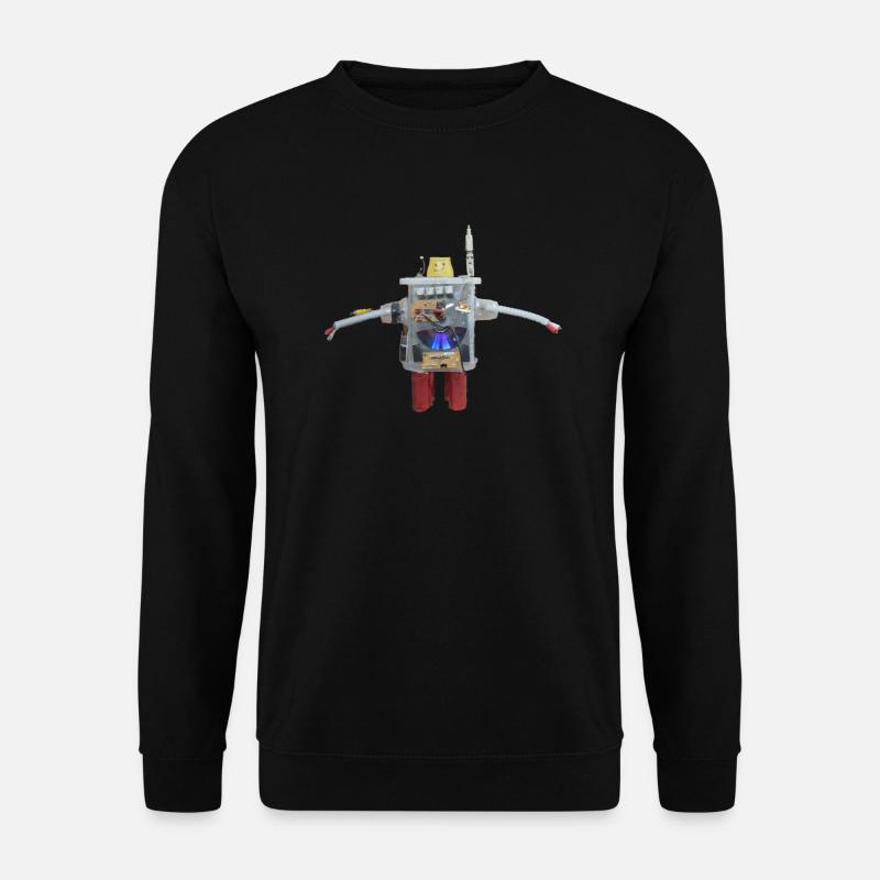 Kleiner selbstgebauter Roboter aus recycelten Materialien - Unisex Pullover - Schwarz