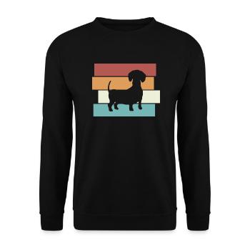 Dackel Hund Retro - Unisex Pullover - Schwarz - Vorne - Alina (178cm) & Michal (187cm)
