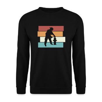 Feuerwehr Retro Feuerwehrmann Vintage Geschenk - Unisex Pullover - Schwarz - Vorne - Alina (178cm) & Michal (187cm)
