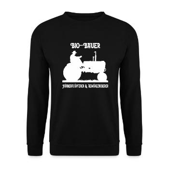 Biobauer Weihnachtsgeschenk - Unisex Pullover - Schwarz - Vorne - Alina (178cm) & Michal (187cm)