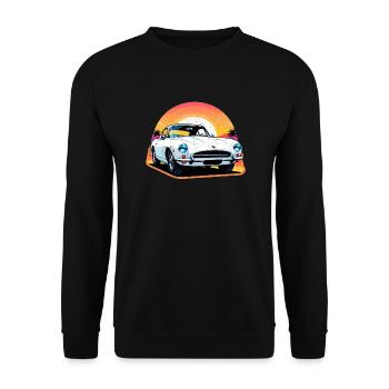 voiture vintage couché de soleil - Sweat-shirt Unisexe - noir - Devant - Alina (178cm) & Michal (187cm)