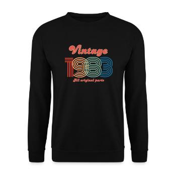 Jahrgang 1983, alle Originalteile - Unisex Pullover - Schwarz - Vorne - Alina (178cm) & Michal (187cm)