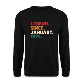 Legende seit Januar 1974 - Unisex Pullover - Schwarz - Vorne - Alina (178cm) & Michal (187cm)