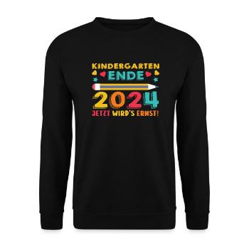 1 Grade School Child Back to School Kindergarten Kita E - Unisex Sweatshirt - black - Front - Alina (178cm) & Michal (187cm)