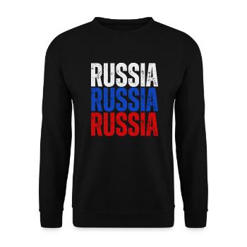 Flagge Russlands, russischer Stolz - Unisex Pullover - Schwarz - Vorne - Alina (178cm) & Michal (187cm)