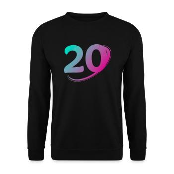 Nummer 20 mehrfarbig - Unisex Pullover - Schwarz - Vorne - Alina (178cm) & Michal (187cm)