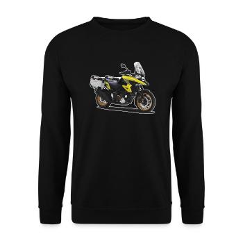Reiseenduro // Illustration // Motorrad - Unisex Pullover - Schwarz - Vorne - Alina (178cm) & Michal (187cm)