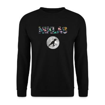 NIKLAS - Beautiful boy name with dinosaur - Unisex Sweatshirt - black - Front - Alina (178cm) & Michal (187cm)