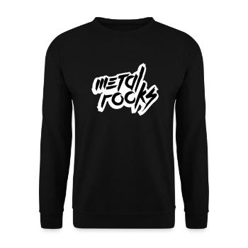 Heavy Metal Rocks Hard Rock Music Text Saying Logo - Unisex Sweatshirt - black - Front - Alina (178cm) & Michal (187cm)
