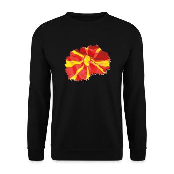 Mazedonien Flagge in der Mazedonien Landkarte - Unisex Pullover - Schwarz - Vorne - Alina (178cm) & Michal (187cm)