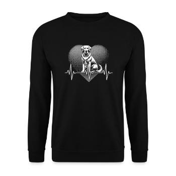 Herzschlag Labrador - Unisex Pullover - Schwarz - Vorne - Alina (178cm) & Michal (187cm)