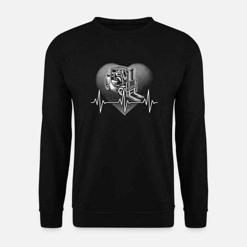 Herzschlag Gabelstapler - Unisex Pullover - Schwarz