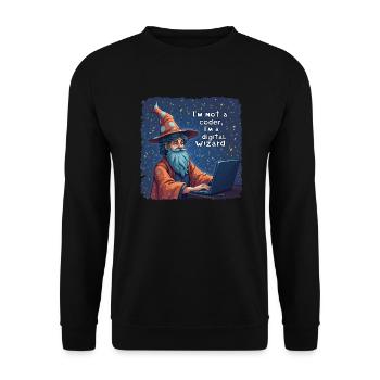 I'm Not a Coder I'm a Digital Wizard Programmierer - Unisex Pullover - Schwarz - Vorne - Alina (178cm) & Michal (187cm)