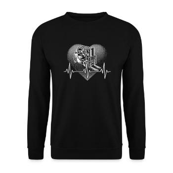 Herzschlag Gabelstapler - Unisex Pullover - Schwarz - Vorne - Alina (178cm) & Michal (187cm)