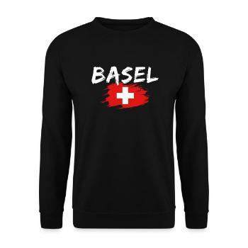 Basel Switzerland Flag - Unisex Sweatshirt - black - Front - Alina (178cm) & Michal (187cm)