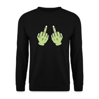Main du majeur - Sweat-shirt Unisexe - noir - Devant - Alina (178cm) & Michal (187cm)