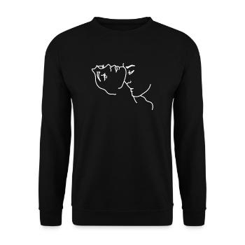 Kuss Hals Liebe - Unisex Pullover - Schwarz - Vorne - Alina (178cm) & Michal (187cm)