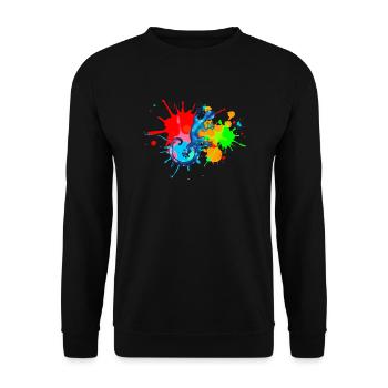 Space Gecko, Farbe, Bunt, Spritzer, surfen, Farben - Unisex Pullover - Schwarz - Vorne - Alina (178cm) & Michal (187cm)