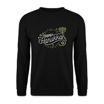 Chanukkah Hanukkah Lichterfest jüdisches Fest - Unisex Pullover - Schwarz - Vorne - Alina (178cm) & Michal (187cm)