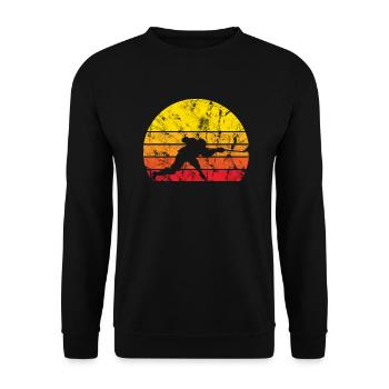 Retro Vintage Sunset Hockey Ice Hockey Shirt - Unisex Sweatshirt - black - Front - Alina (178cm) & Michal (187cm)