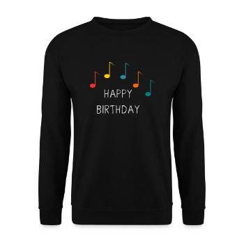 anniversary. HAPPY BIRTHDAY. Happy birthday. - Unisex Sweatshirt - black - Front - Alina (178cm) & Michal (187cm)