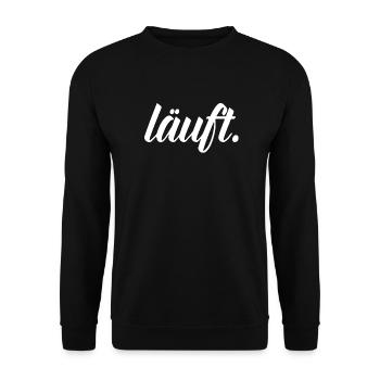 läuft. - Unisex Pullover - Schwarz - Vorne - Alina (178cm) & Michal (187cm)