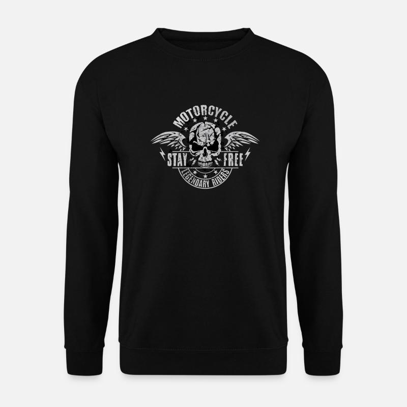 motorcycle tete de mort crane skull aile legendary - Sweat-shirt Unisexe - noir
