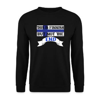 Lustiges Wortspiel mit Finnisch und dem Ende - Unisex Pullover - Schwarz - Vorne - Alina (178cm) & Michal (187cm)